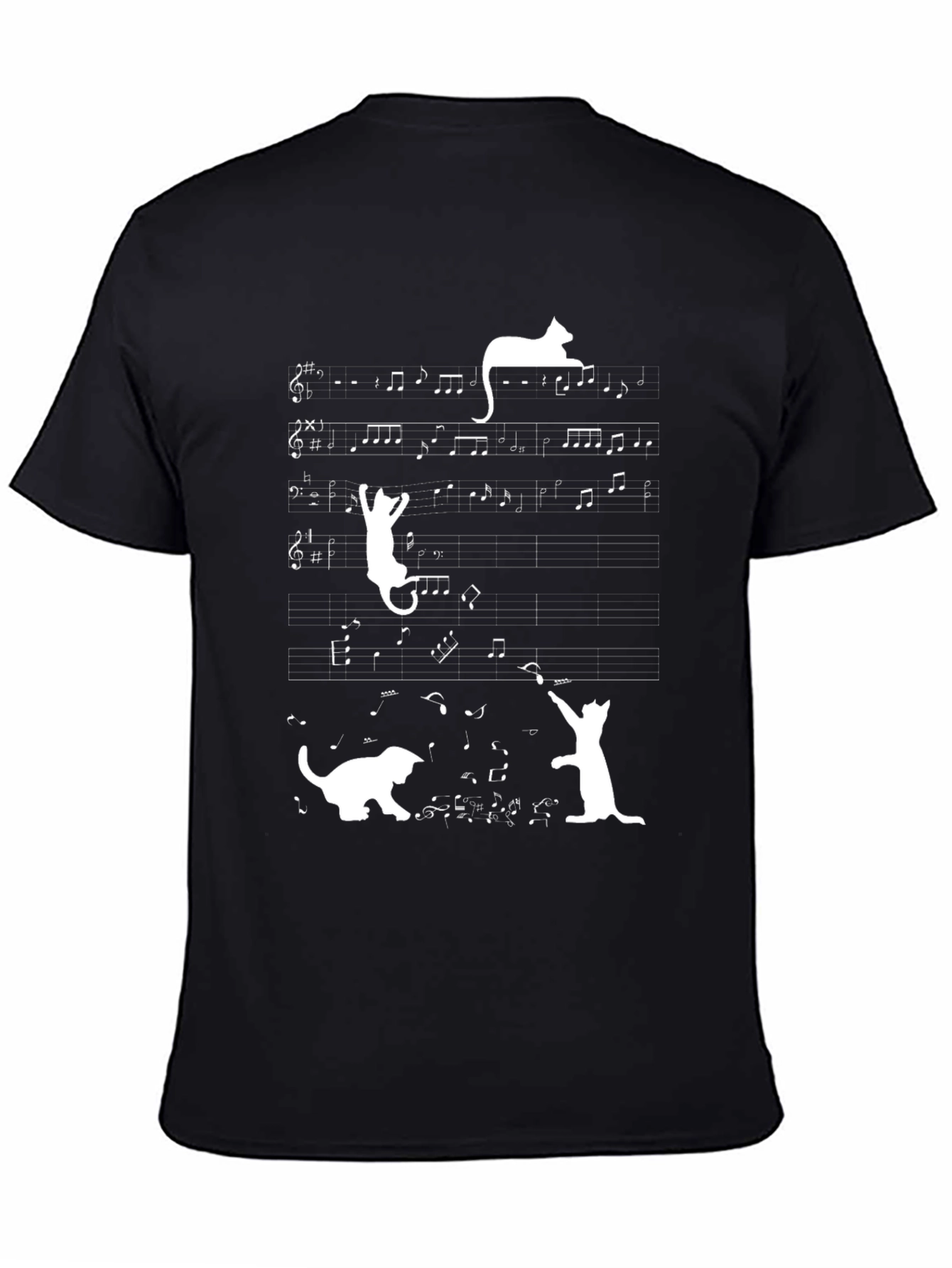 Musical Cats Black T-Shirt - Unique Design