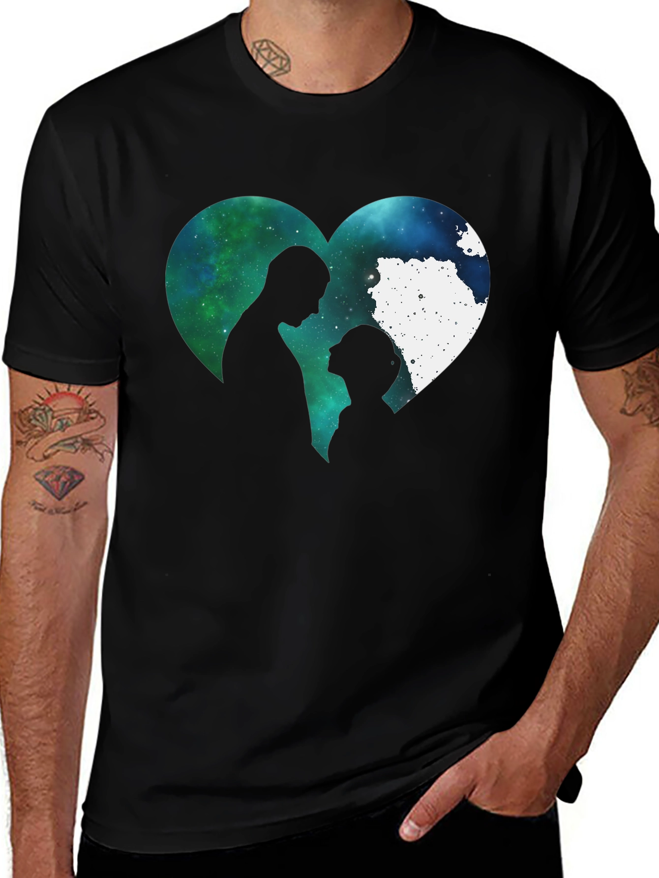 Romantic Galaxy Heart Couple T-Shirt