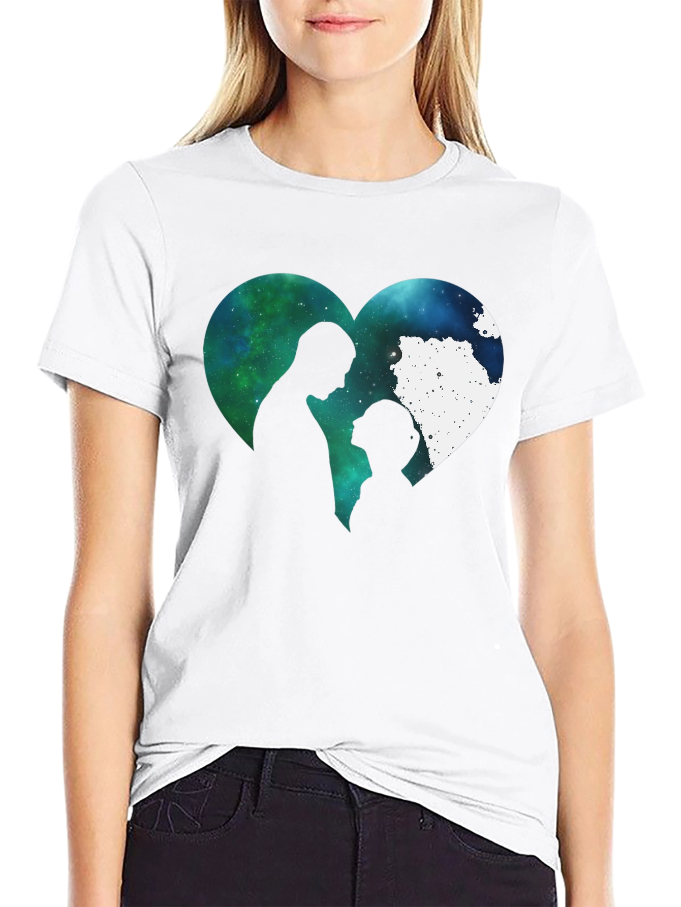 Romantic Galaxy Heart Couple T-Shirt