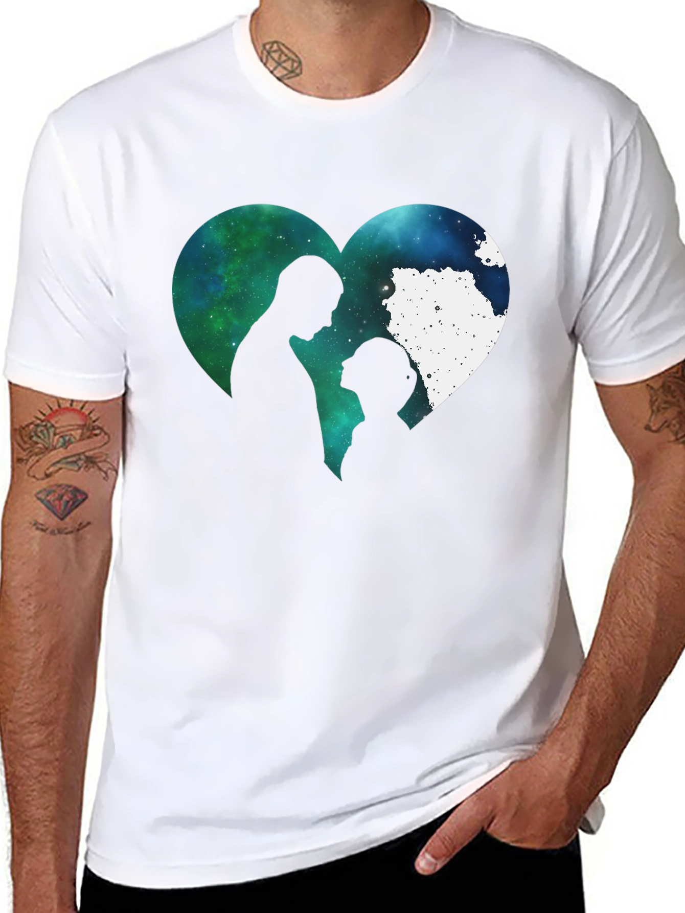 Romantic Galaxy Heart Couple T-Shirt