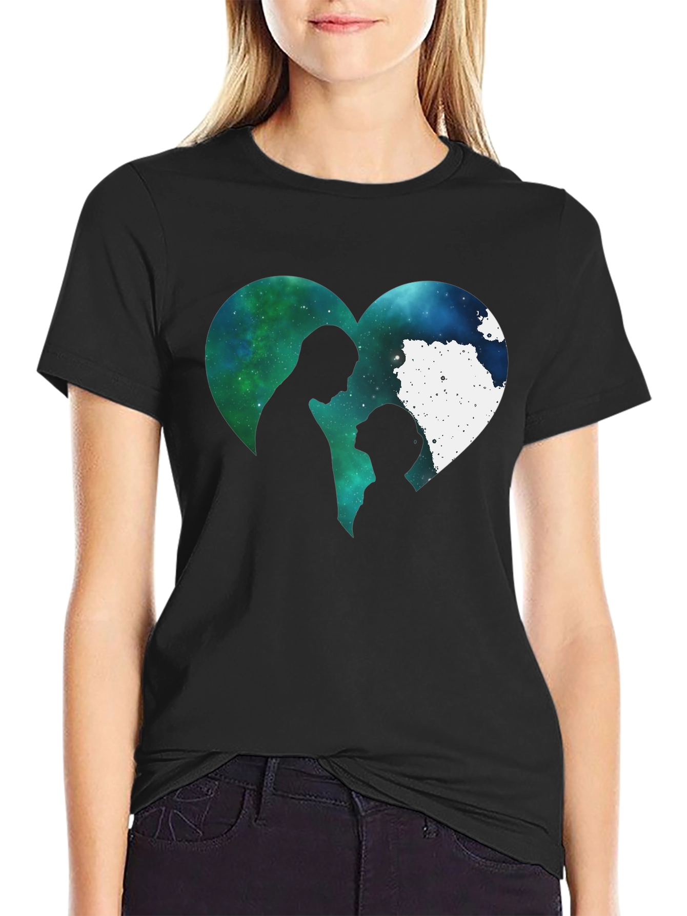 Romantic Galaxy Heart Couple T-Shirt