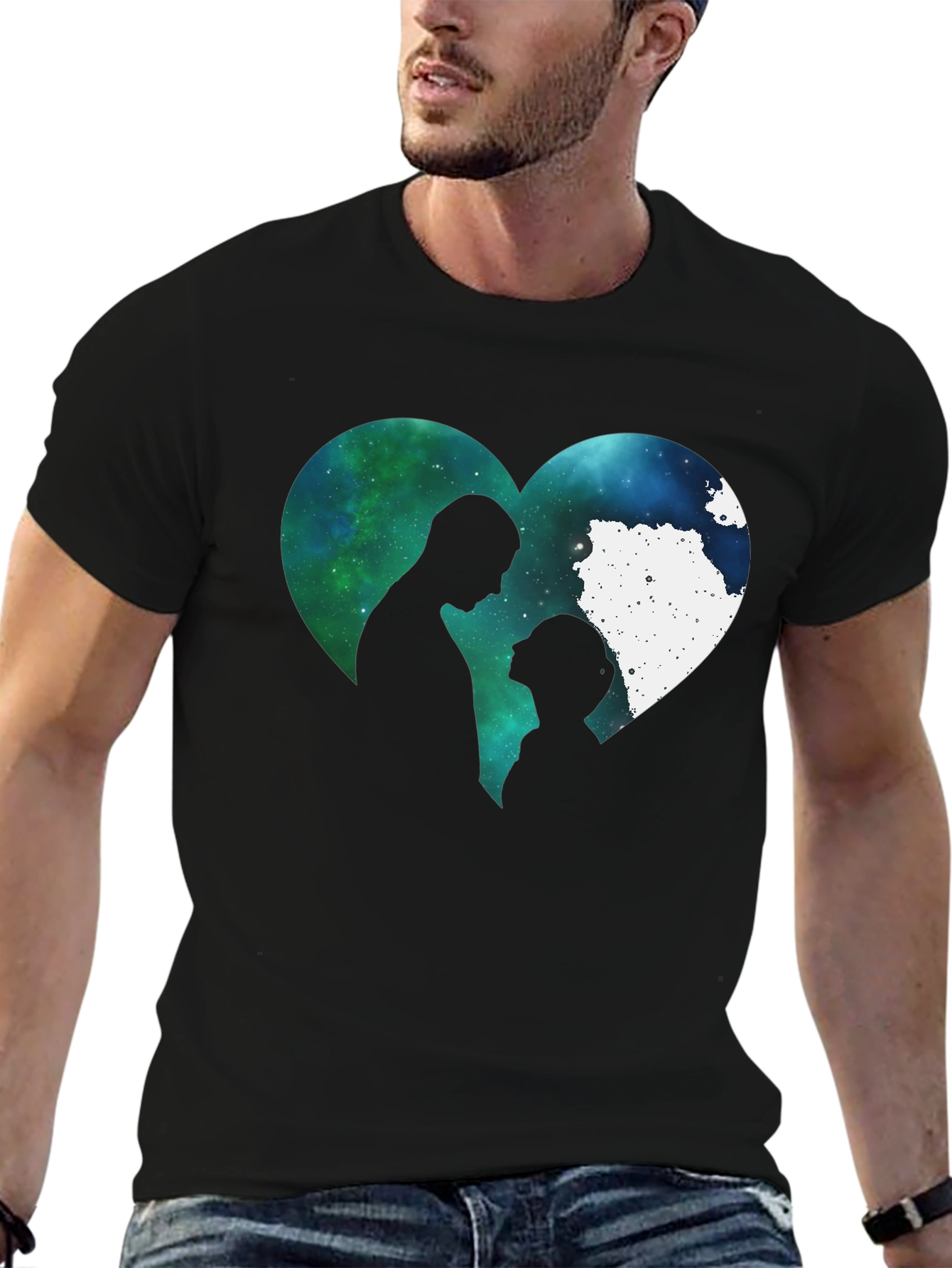 Romantic Galaxy Heart Couple T-Shirt