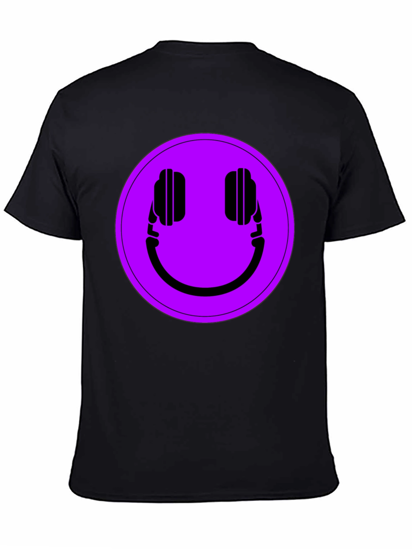 Headphone Smiley T-Shirt - Black Casual Tee
