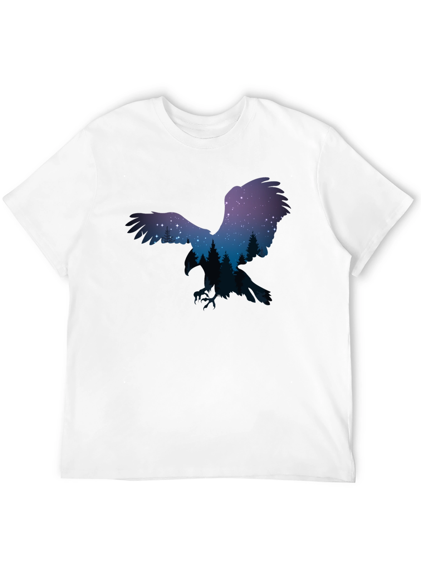 Night Sky Eagle Graphic Tee - Black