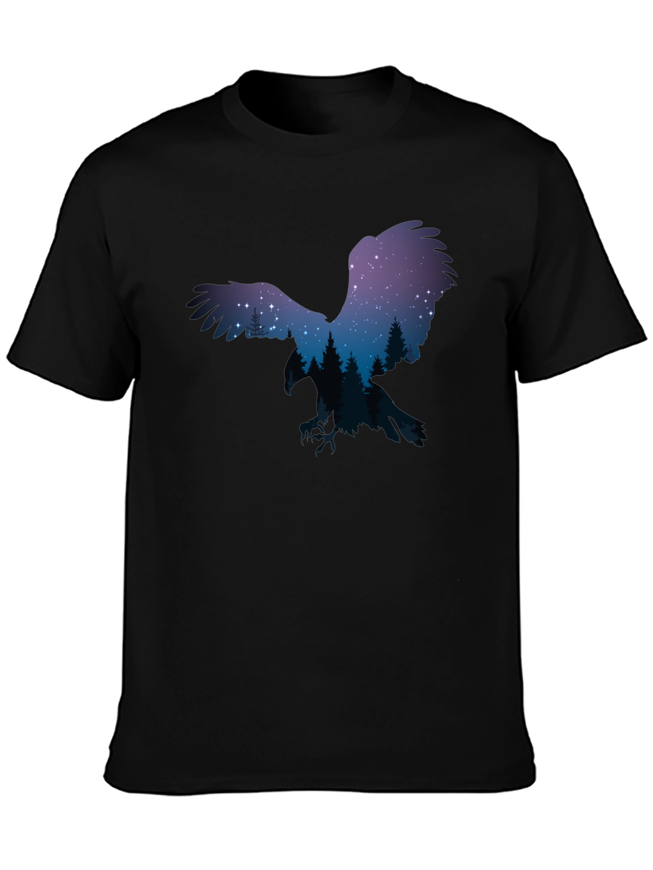 Night Sky Eagle Graphic Tee - Black