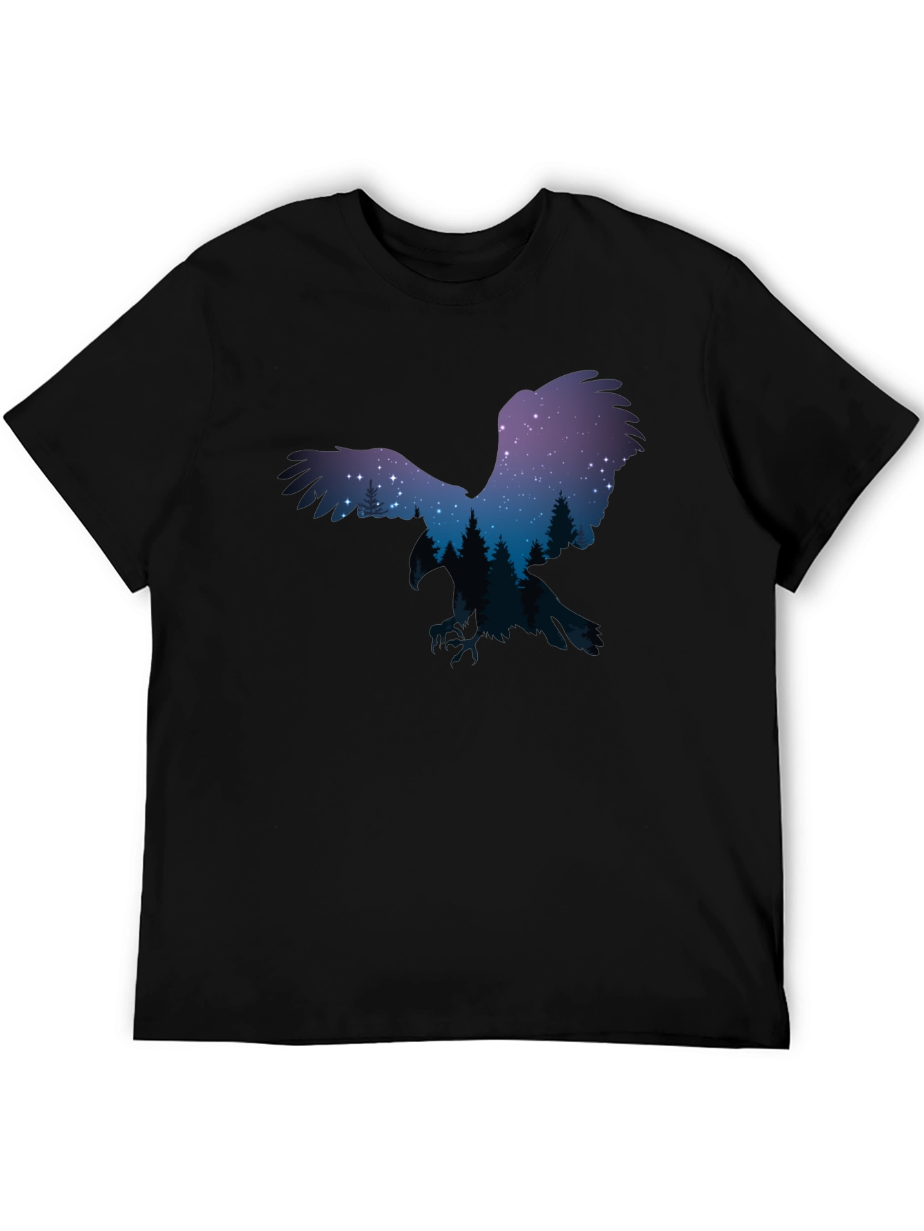 Night Sky Eagle Graphic Tee - Black