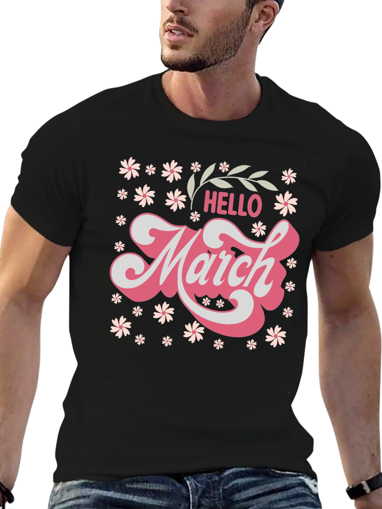 Hello March Floral T-Shirt - Cute Seasonal Tee