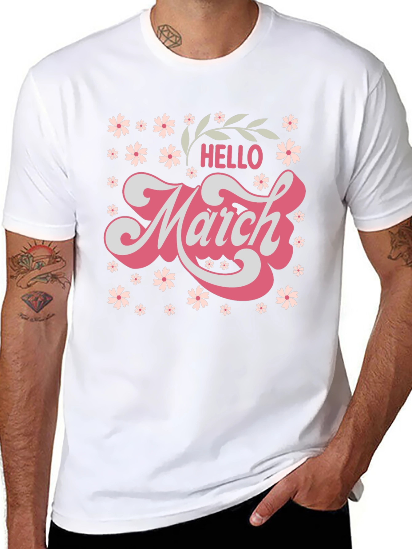 Hello March Floral T-Shirt - Cute Seasonal Tee