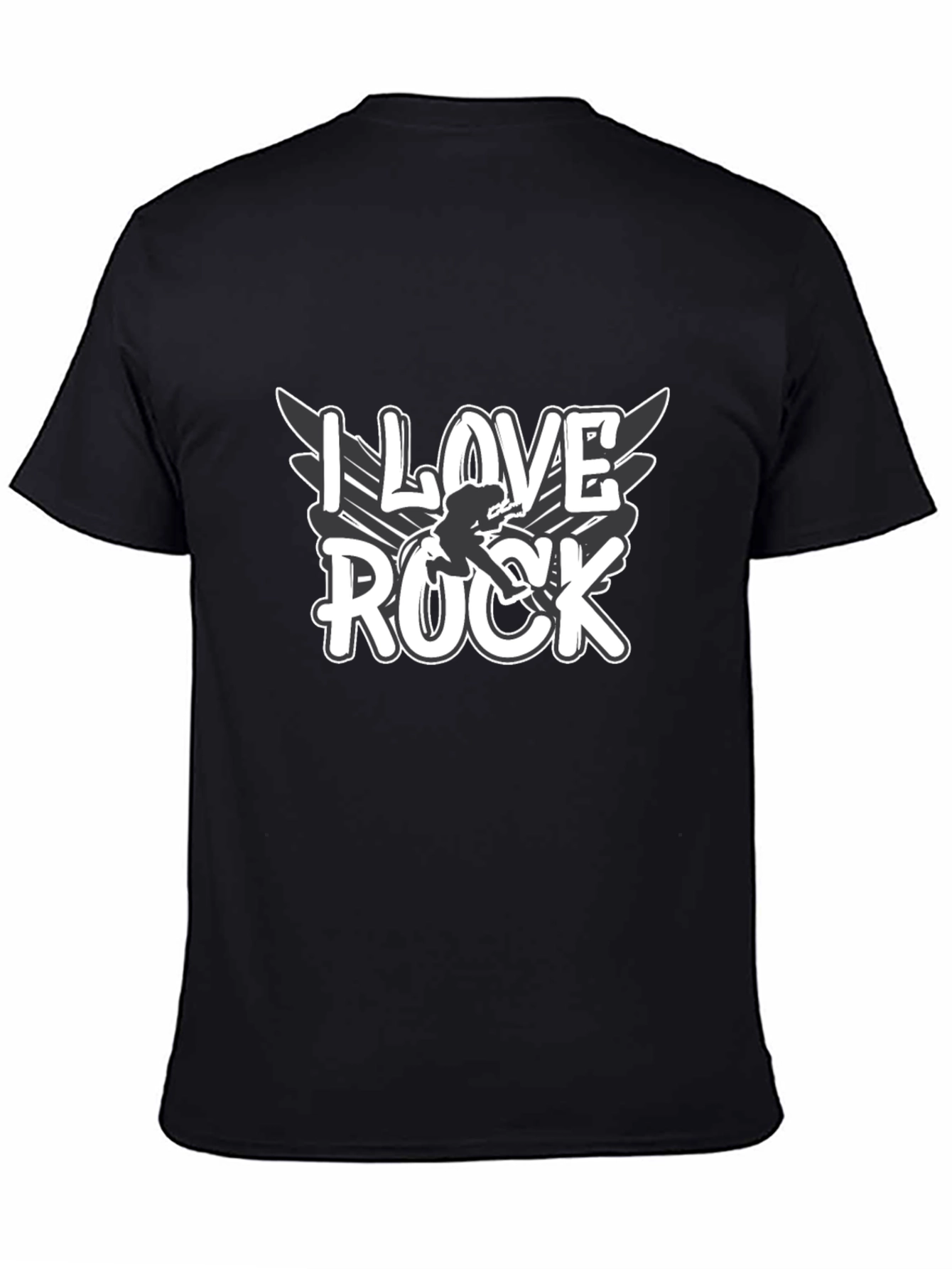 I Love Rock Graphic Tee - Black Cotton Blend