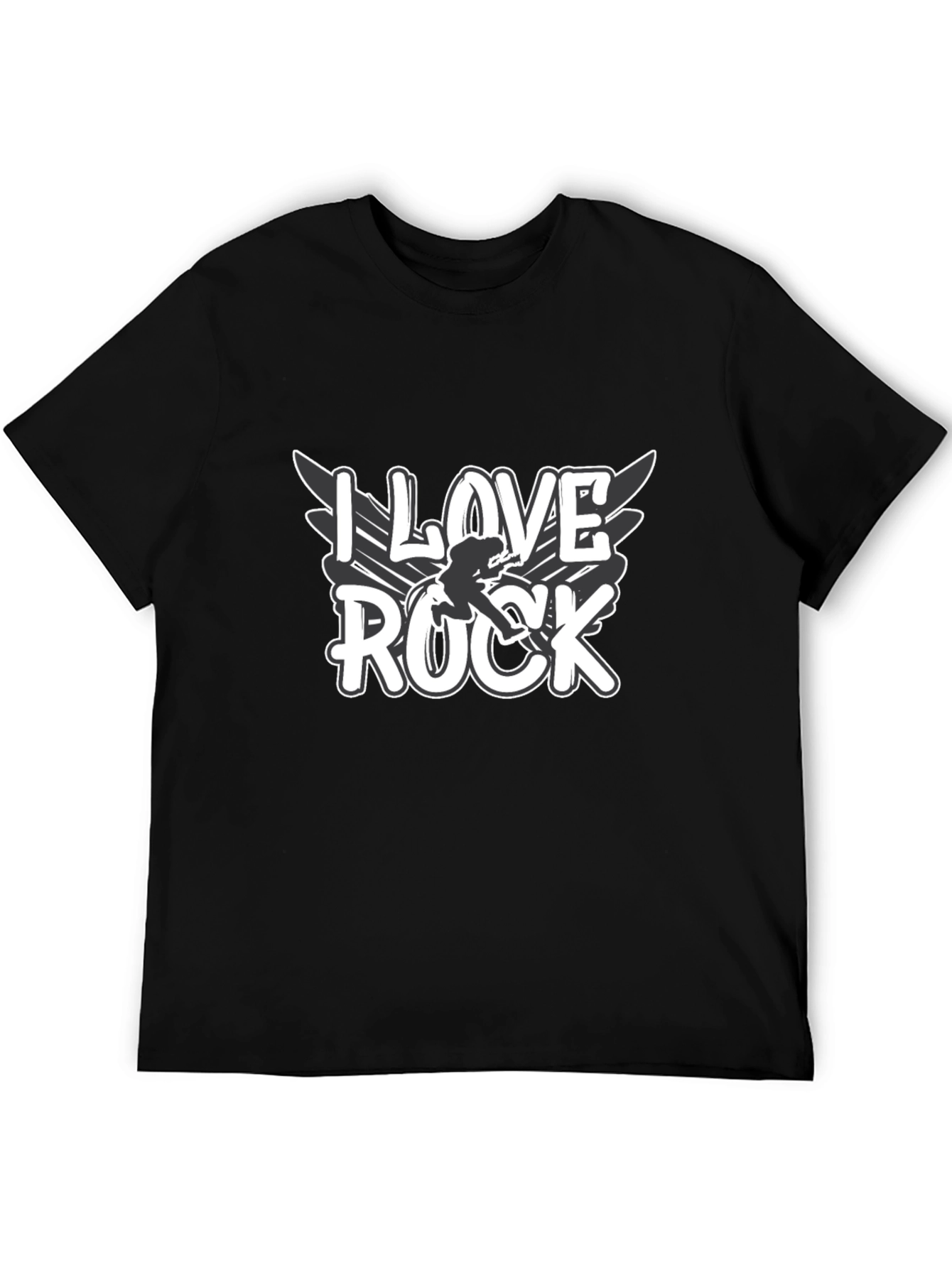 I Love Rock Graphic Tee - Black Cotton Blend