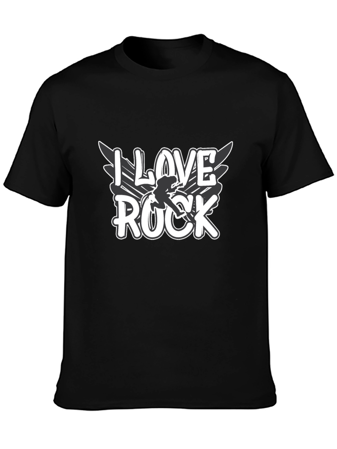 I Love Rock Graphic Tee - Black Cotton Blend