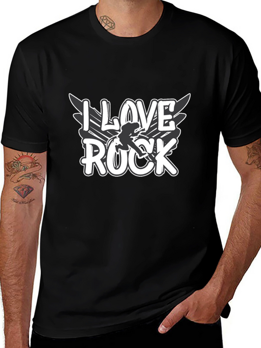 I Love Rock Graphic Tee - Black Cotton Blend