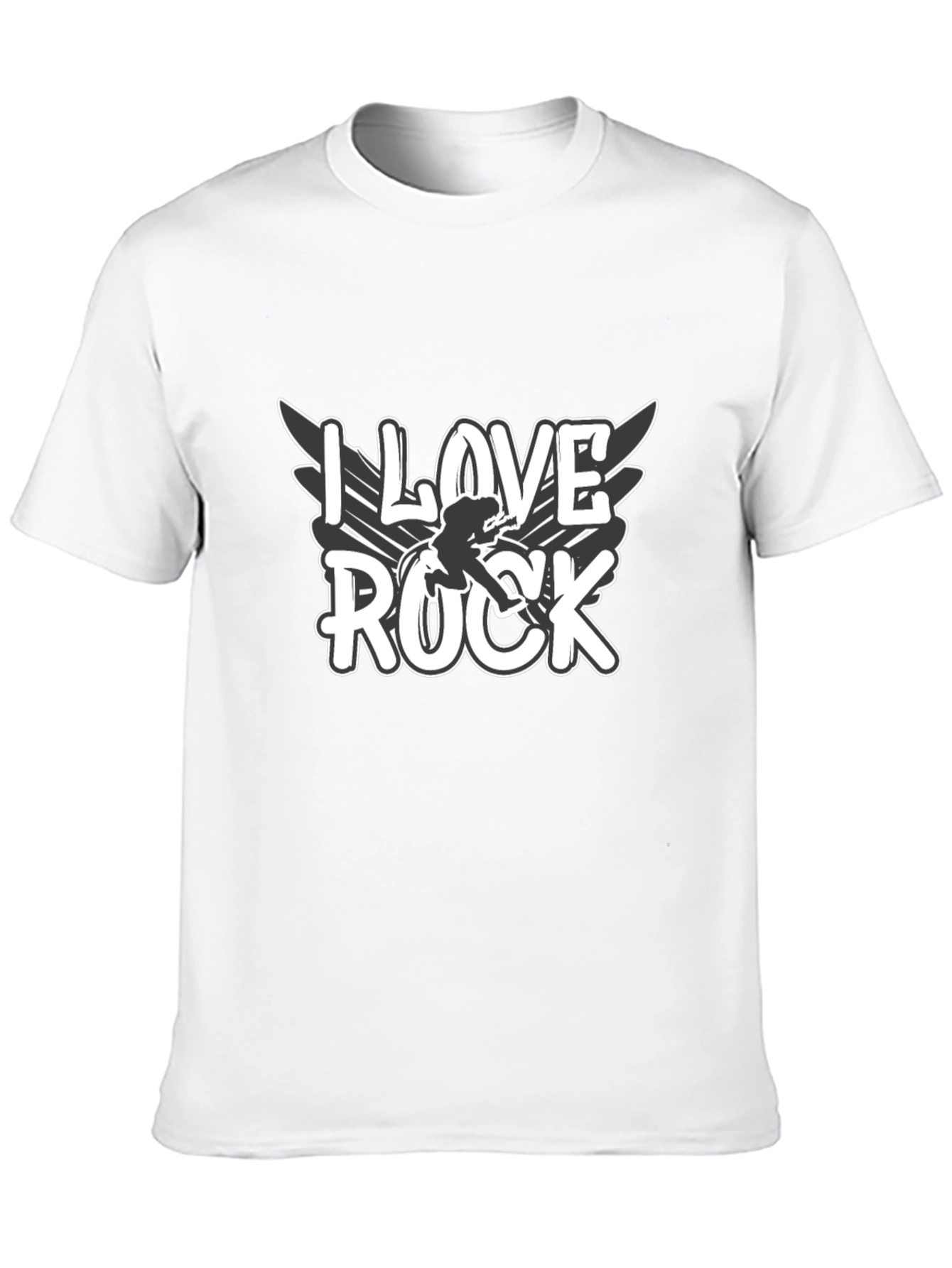 I Love Rock Graphic Tee - Black Cotton Blend