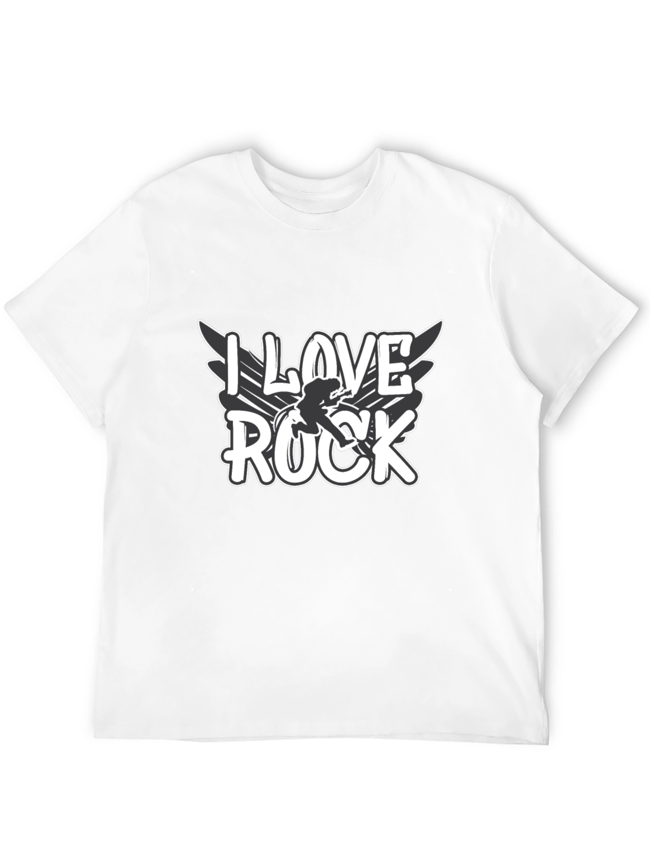 I Love Rock Graphic Tee - Black Cotton Blend