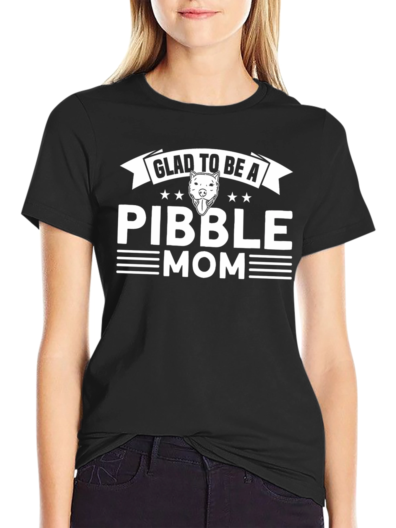 Glad to be a Pibble Mom Black T-Shirt
