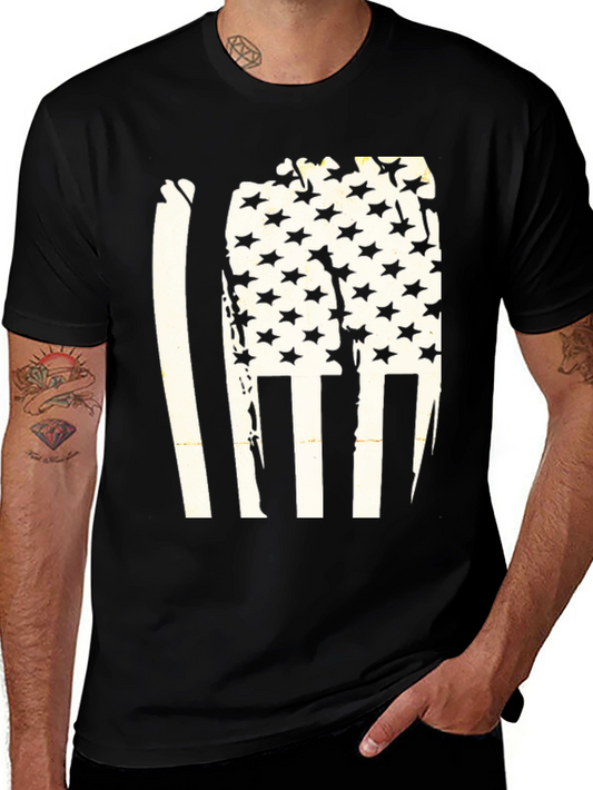 Distressed American Flag Graphic Tee - Black
