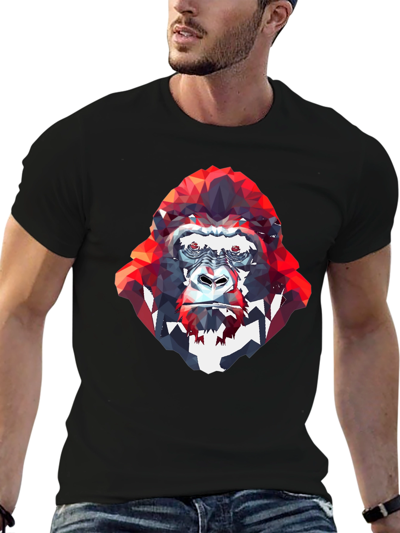 Geometric Gorilla Graphic Tee - Modern Style