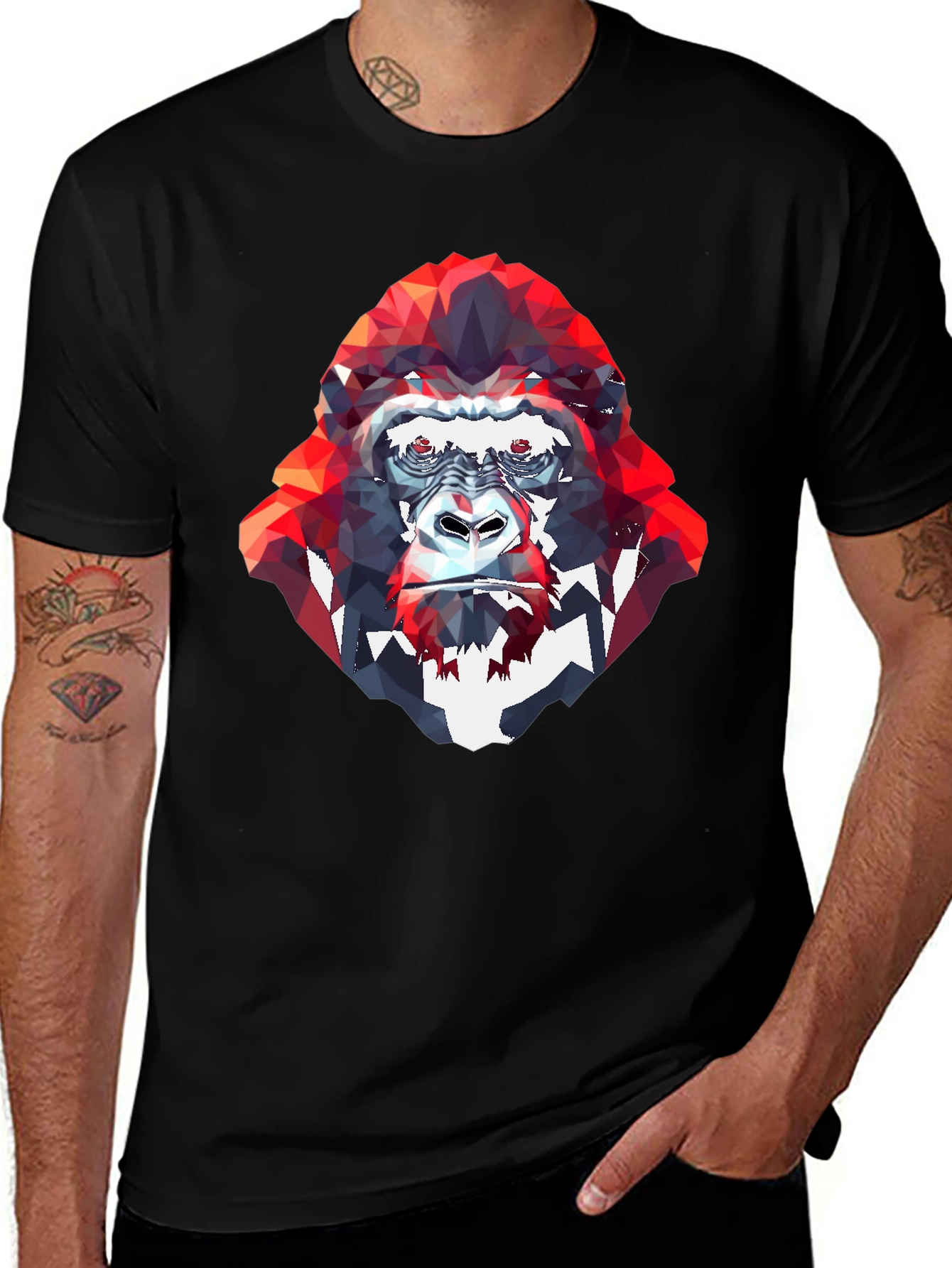 Geometric Gorilla Graphic Tee - Modern Style