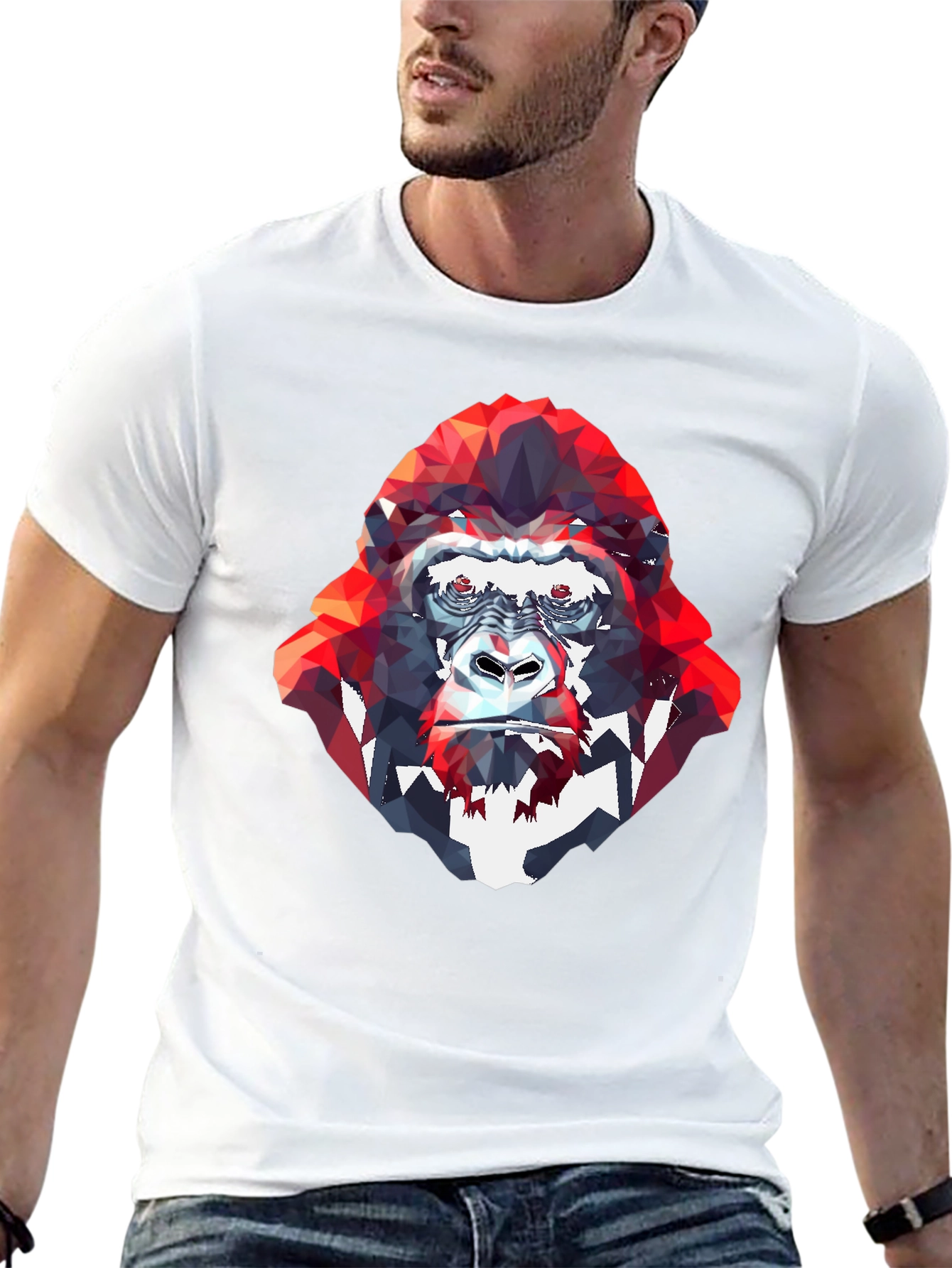 Geometric Gorilla Graphic Tee - Modern Style