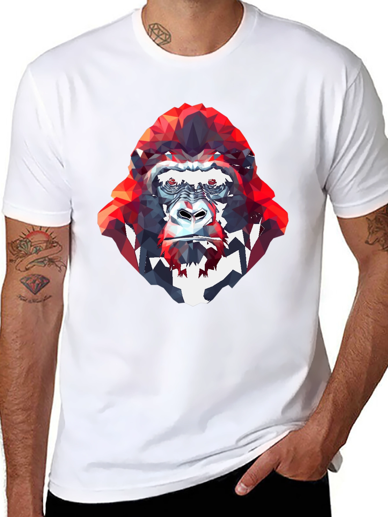 Geometric Gorilla Graphic Tee - Modern Style