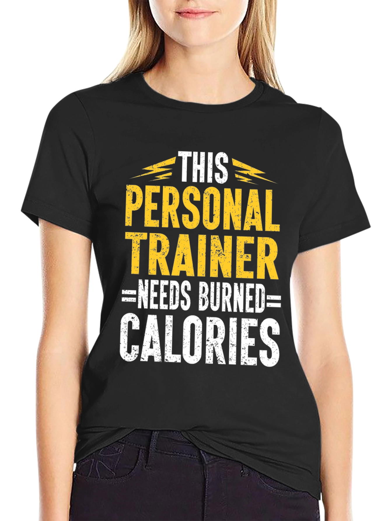 Personal Trainer Burned Calories Black Graphic T-Shirt