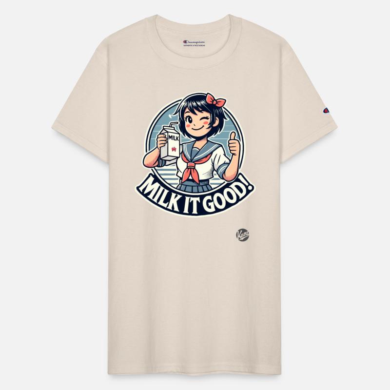 Winking Girl Holding Milk – “Milk It Good!”