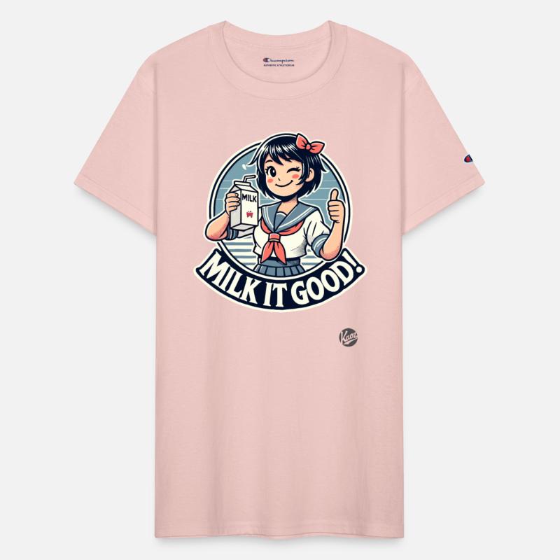 Winking Girl Holding Milk – “Milk It Good!”