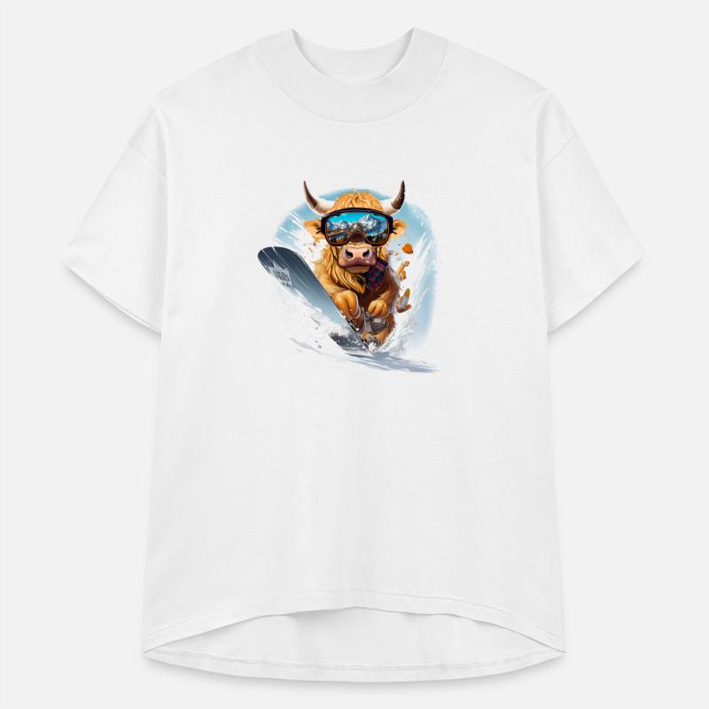 Winter sports, Highland Cow Snowboarding