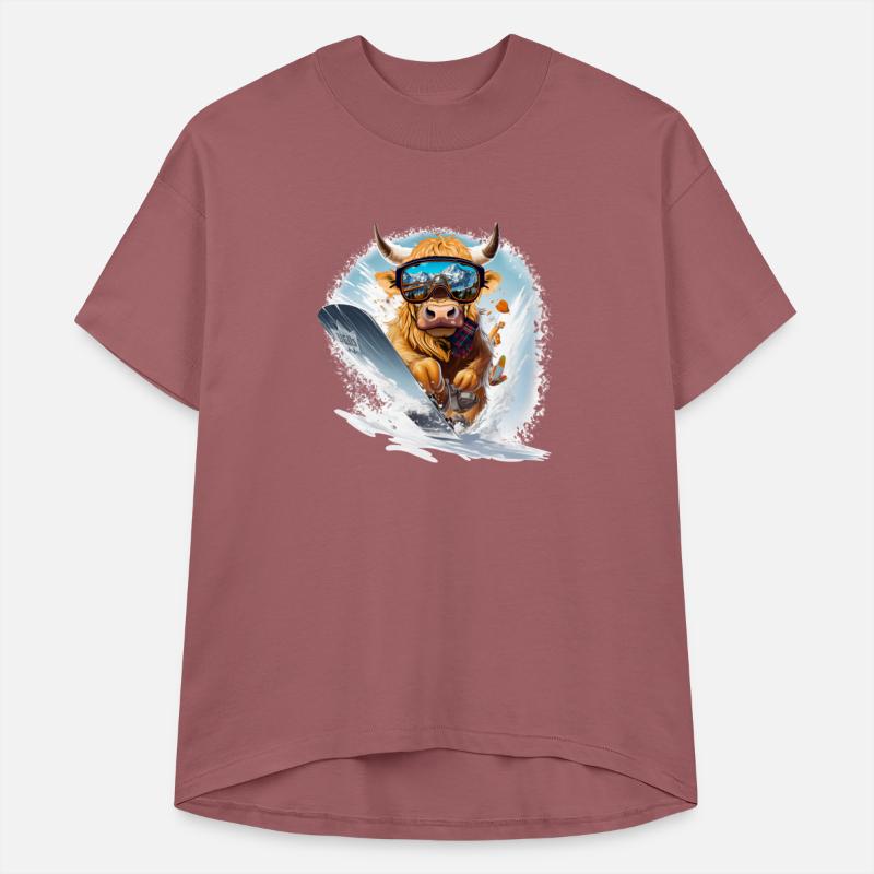 Winter sports, Highland Cow Snowboarding