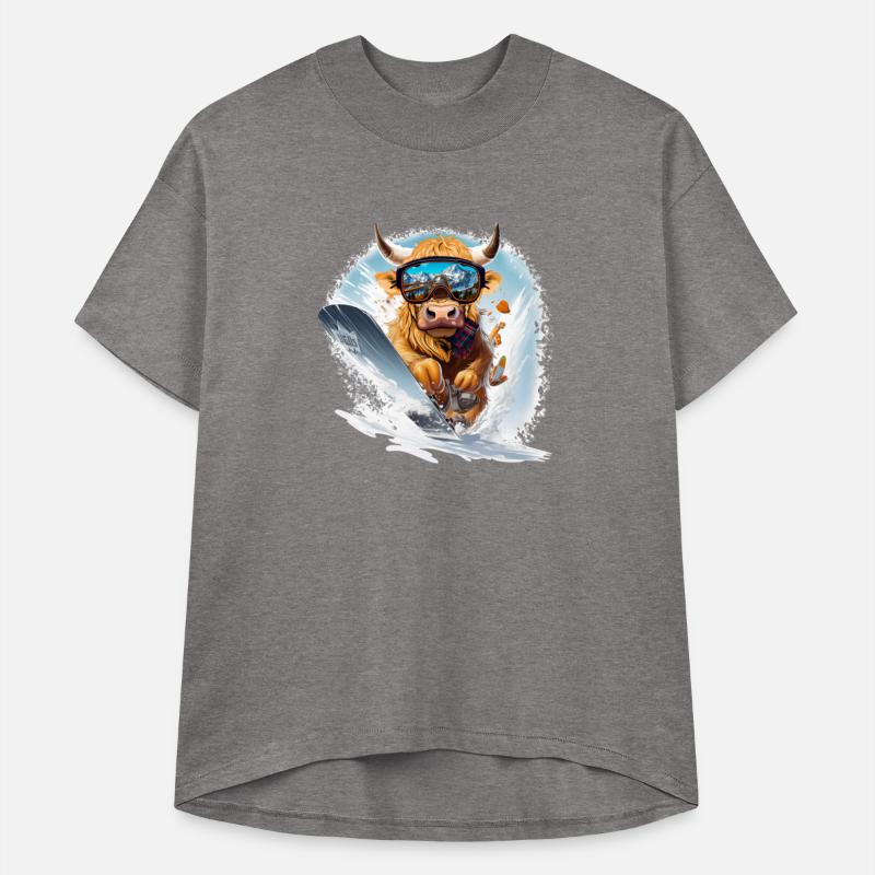 Winter sports, Highland Cow Snowboarding