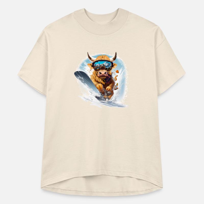 Winter sports, Highland Cow Snowboarding