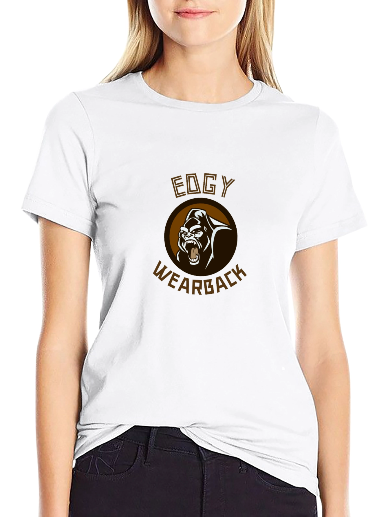 Edgy Wearback Gorilla Graphic T-Shirt