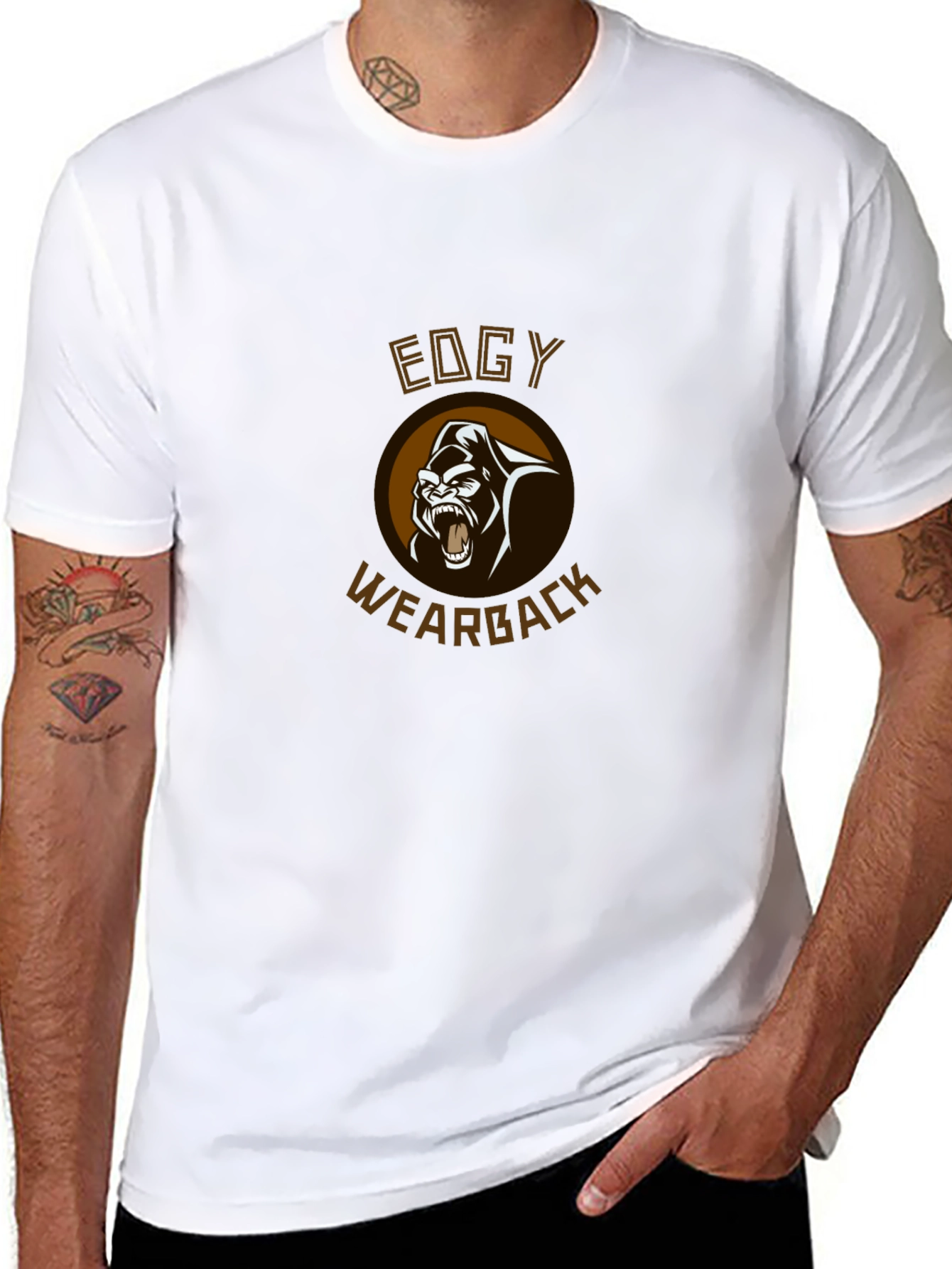 Edgy Wearback Gorilla Graphic T-Shirt