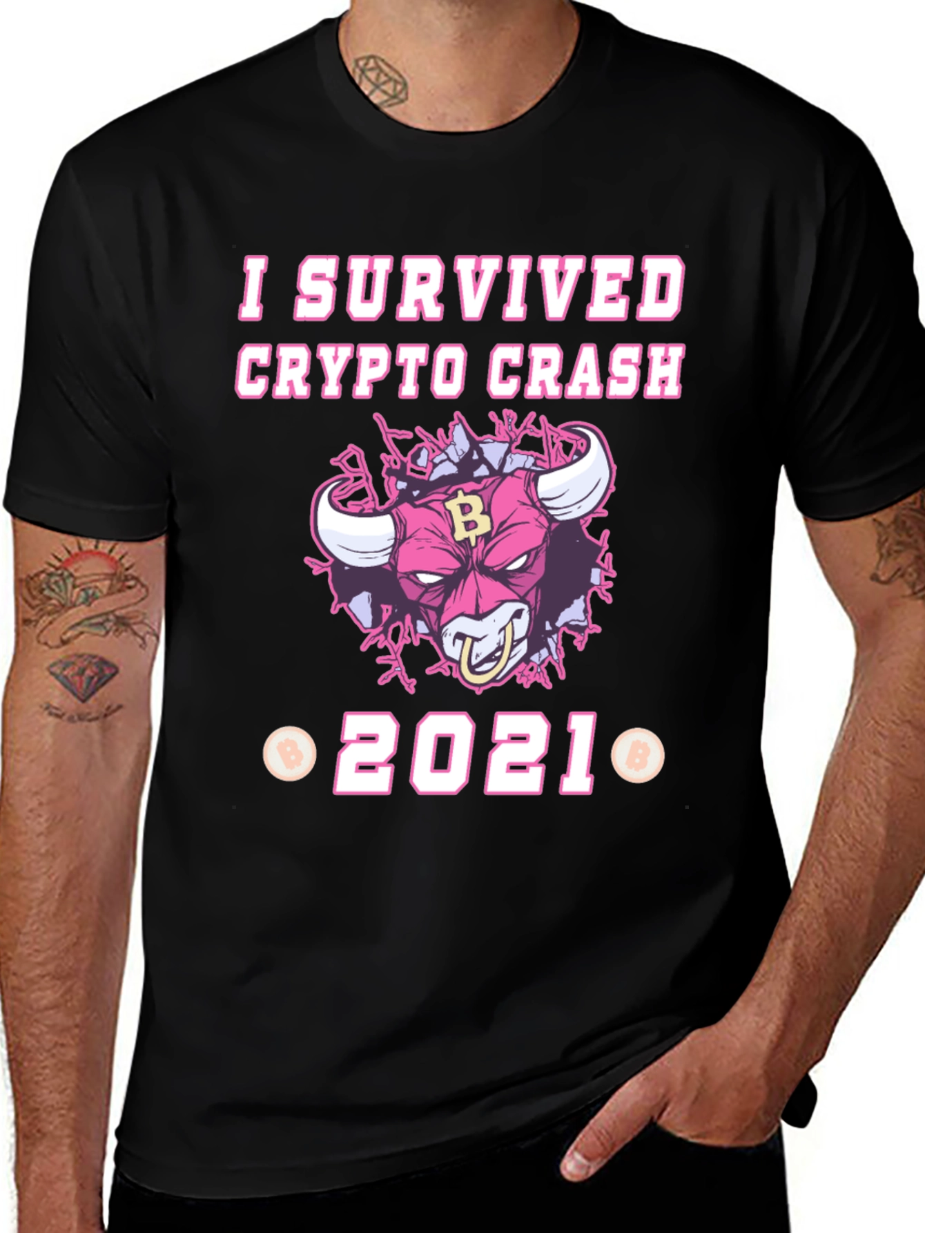I Survived Crypto Crash 2021 Black T-Shirt