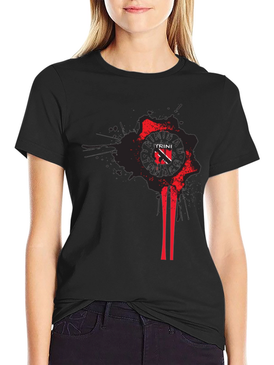Trinidad & Tobago Flag Graphic T-Shirt - Black Cotton Tee