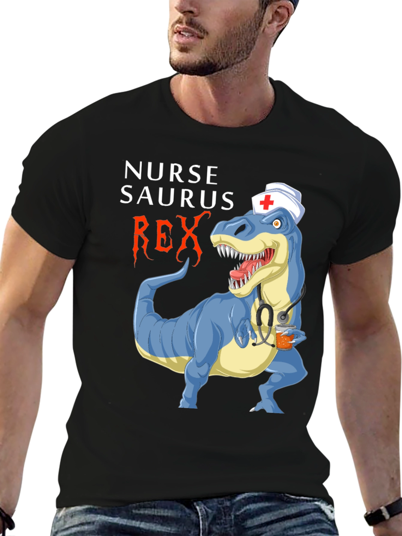 Nurse Saurus Rex T-Shirt Funny Dino Graphic Tee