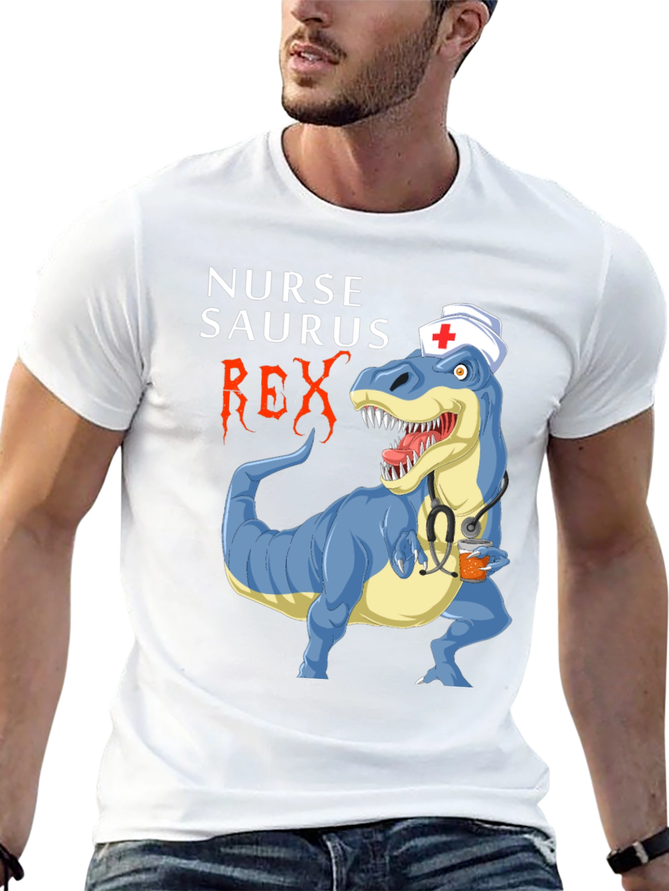 Nurse Saurus Rex T-Shirt Funny Dino Graphic Tee