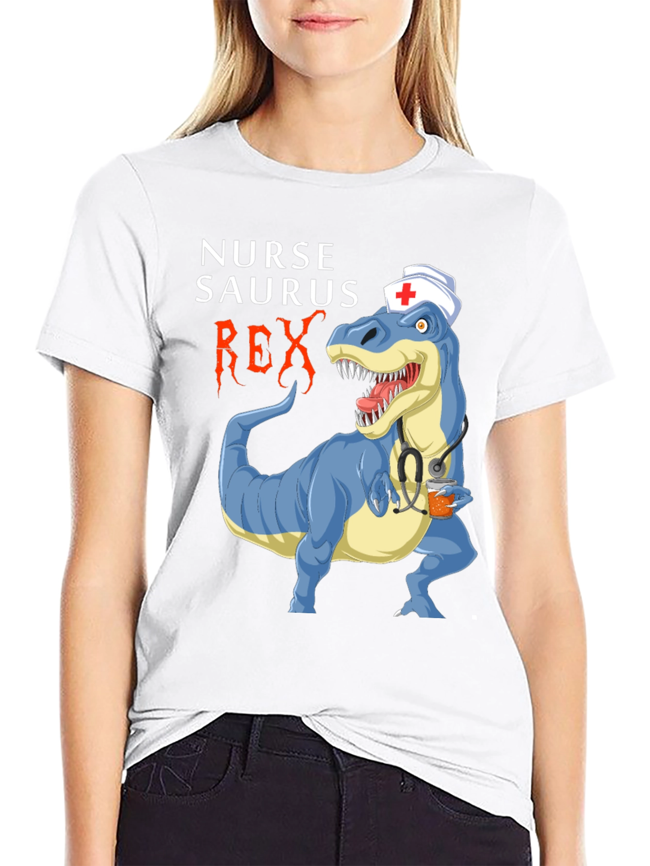Nurse Saurus Rex T-Shirt Funny Dino Graphic Tee
