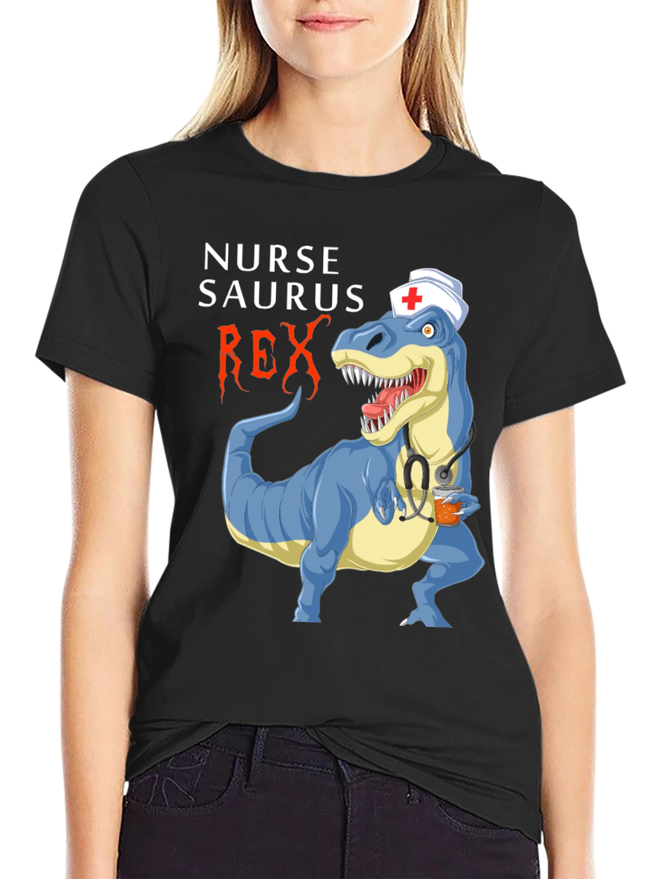 Nurse Saurus Rex T-Shirt Funny Dino Graphic Tee