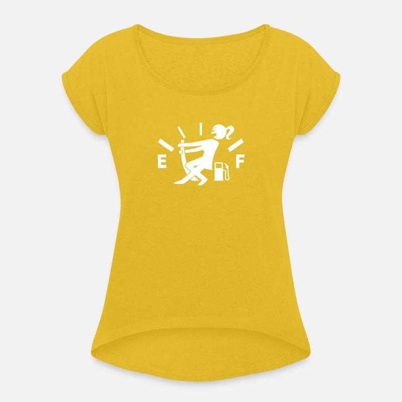 Woman empty tank - no fuel - fuel gauge