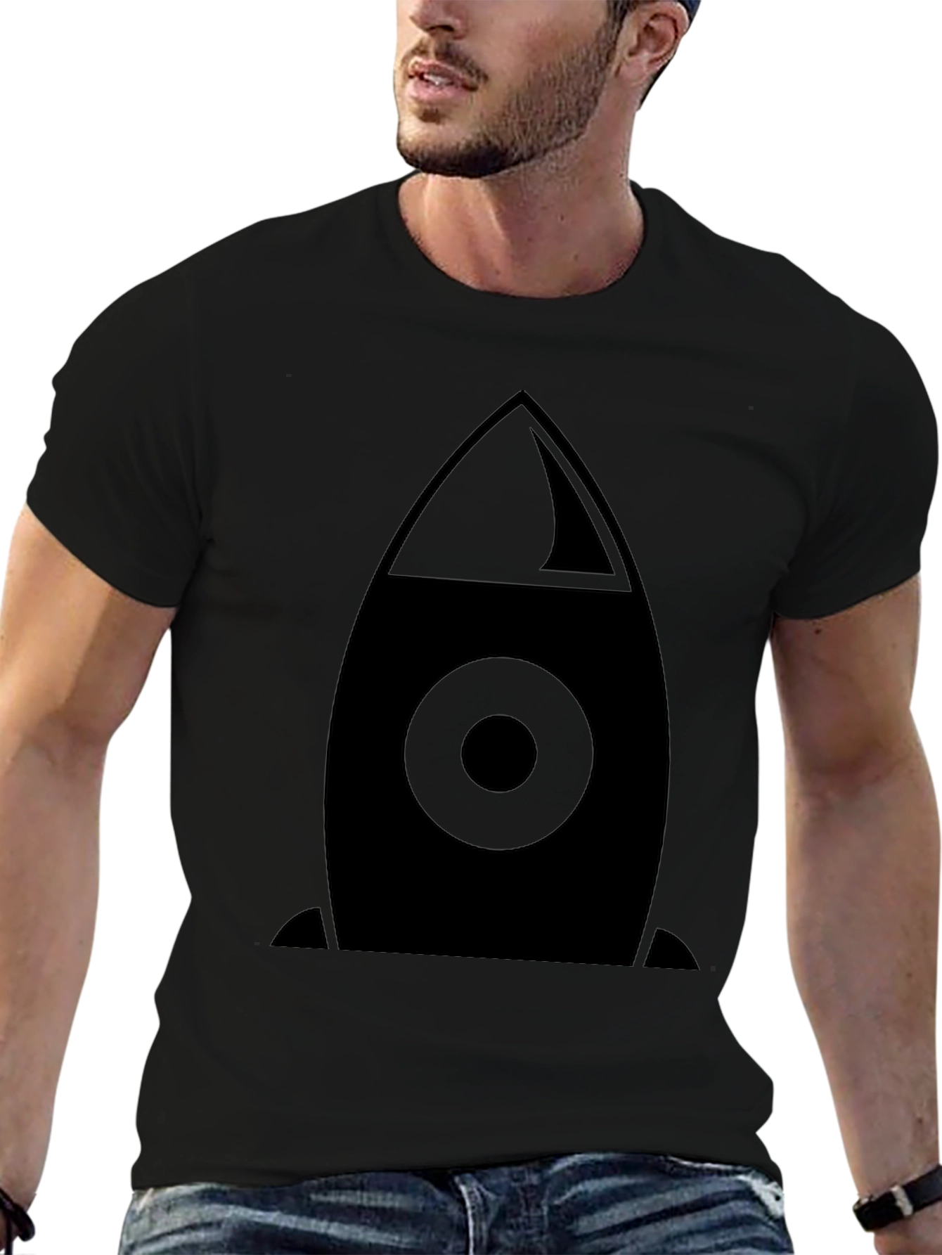 Rocket Graphic Black T-Shirt - Space Adventure Style