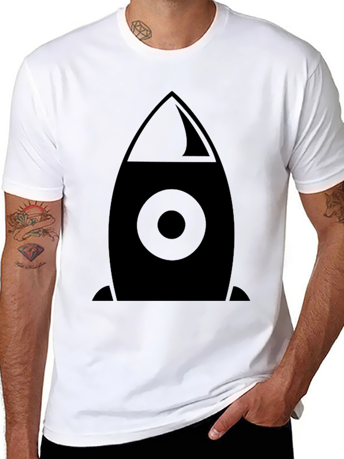 Rocket Graphic Black T-Shirt - Space Adventure Style