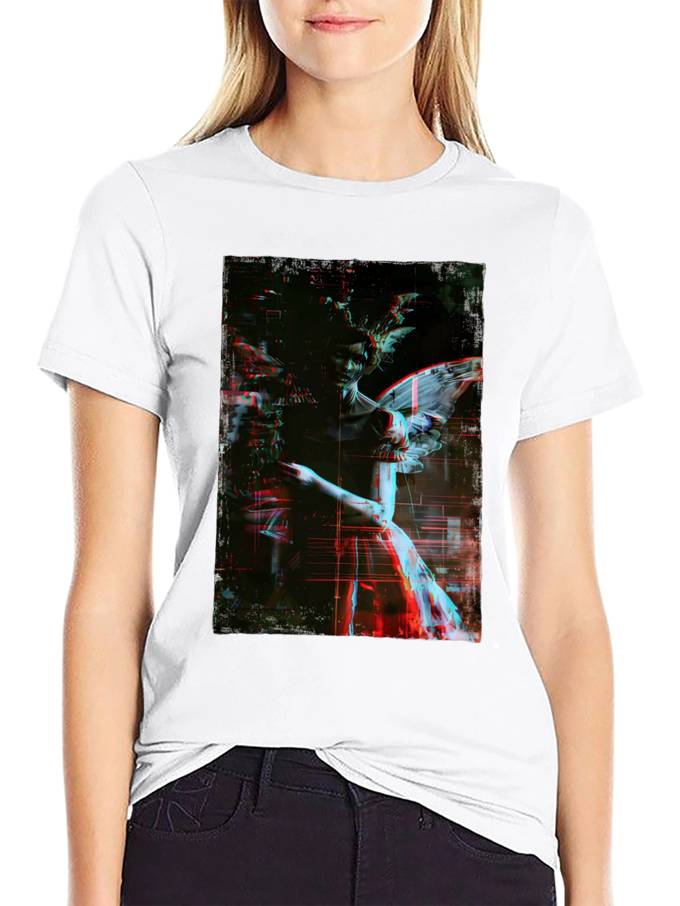 Angel Graphic Print Black T-Shirt