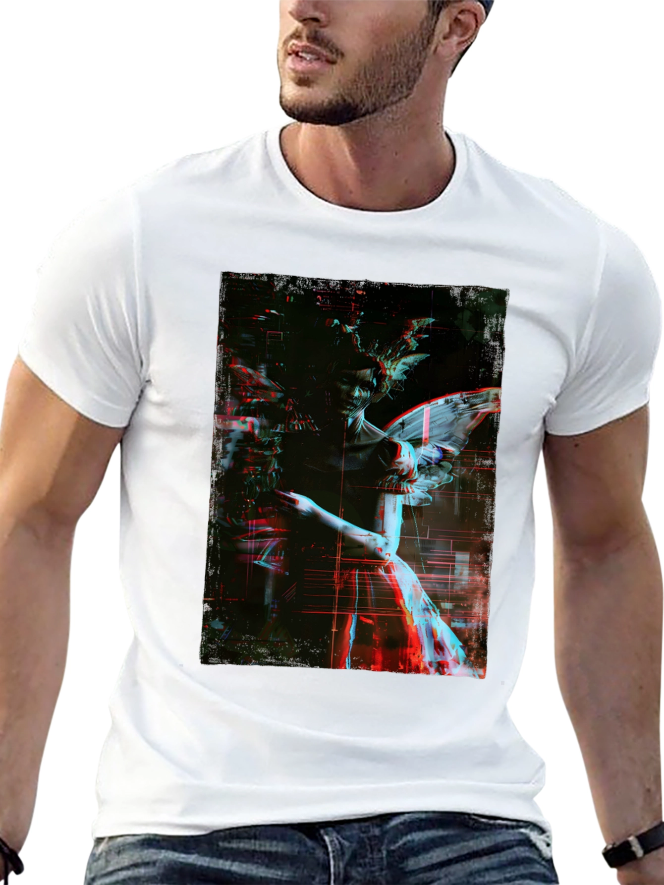 Angel Graphic Print Black T-Shirt