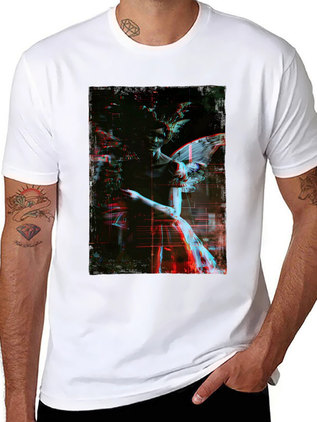 Angel Graphic Print Black T-Shirt