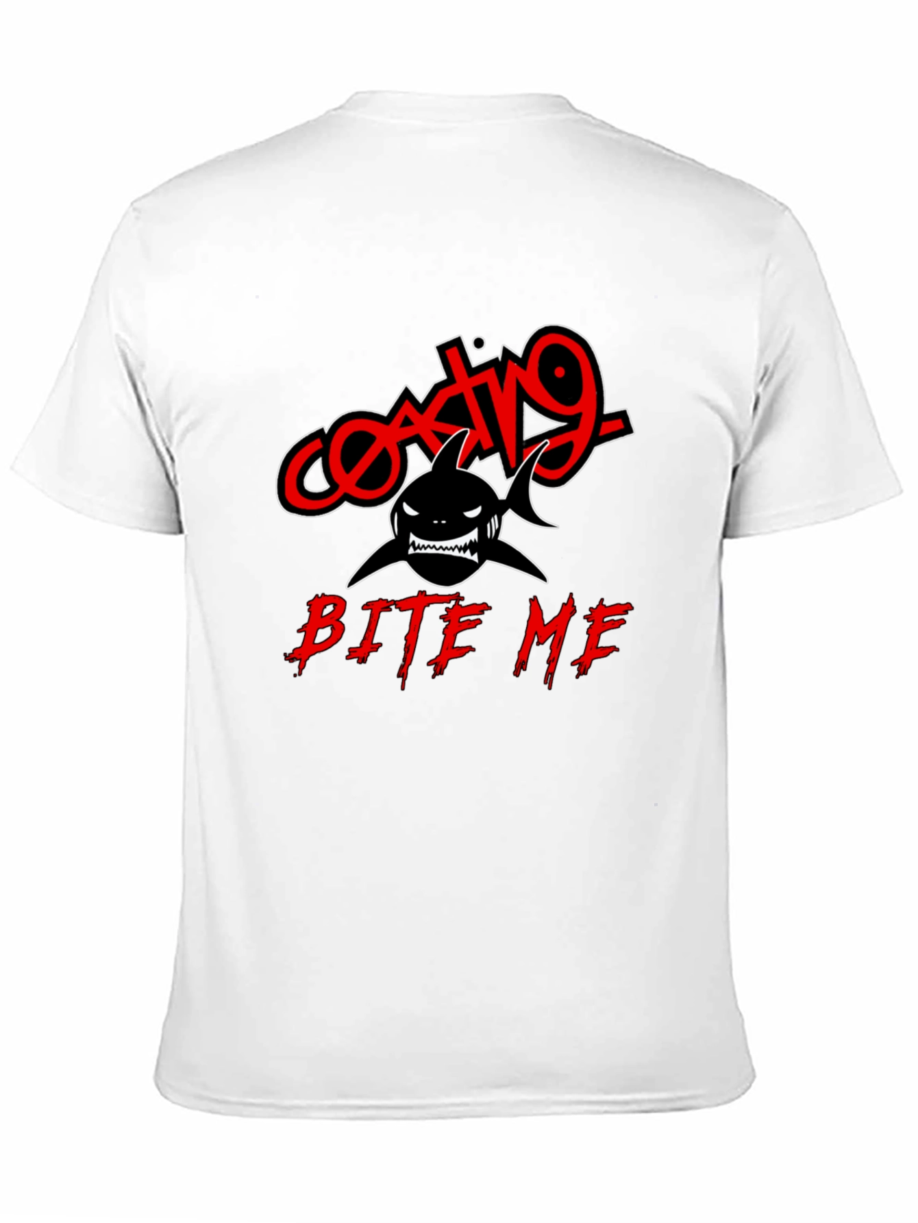 Coating9 Bite Me Shark T-Shirt - Black Graphic Tee