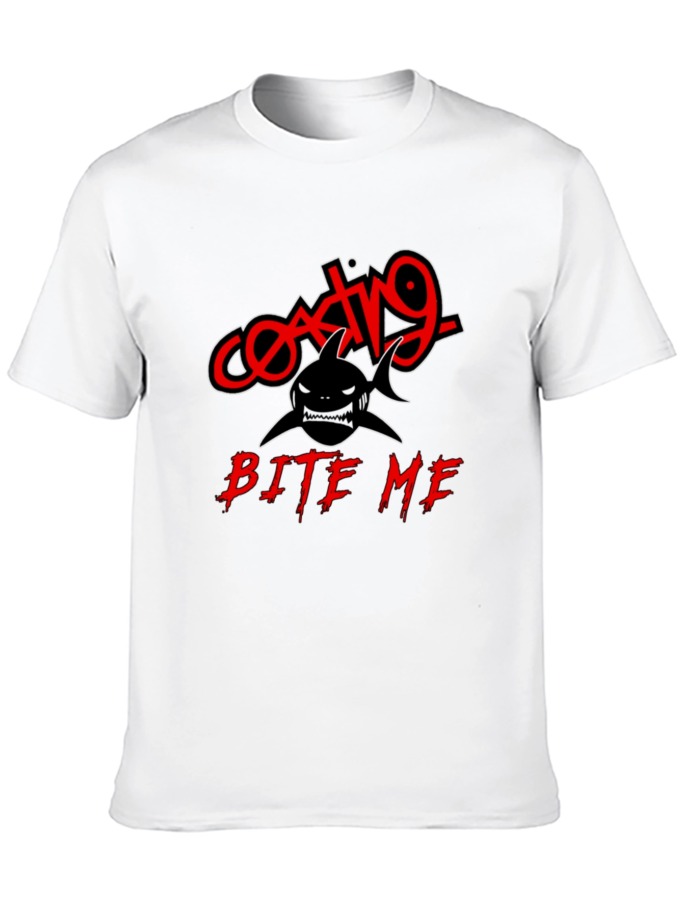 Coating9 Bite Me Shark T-Shirt - Black Graphic Tee