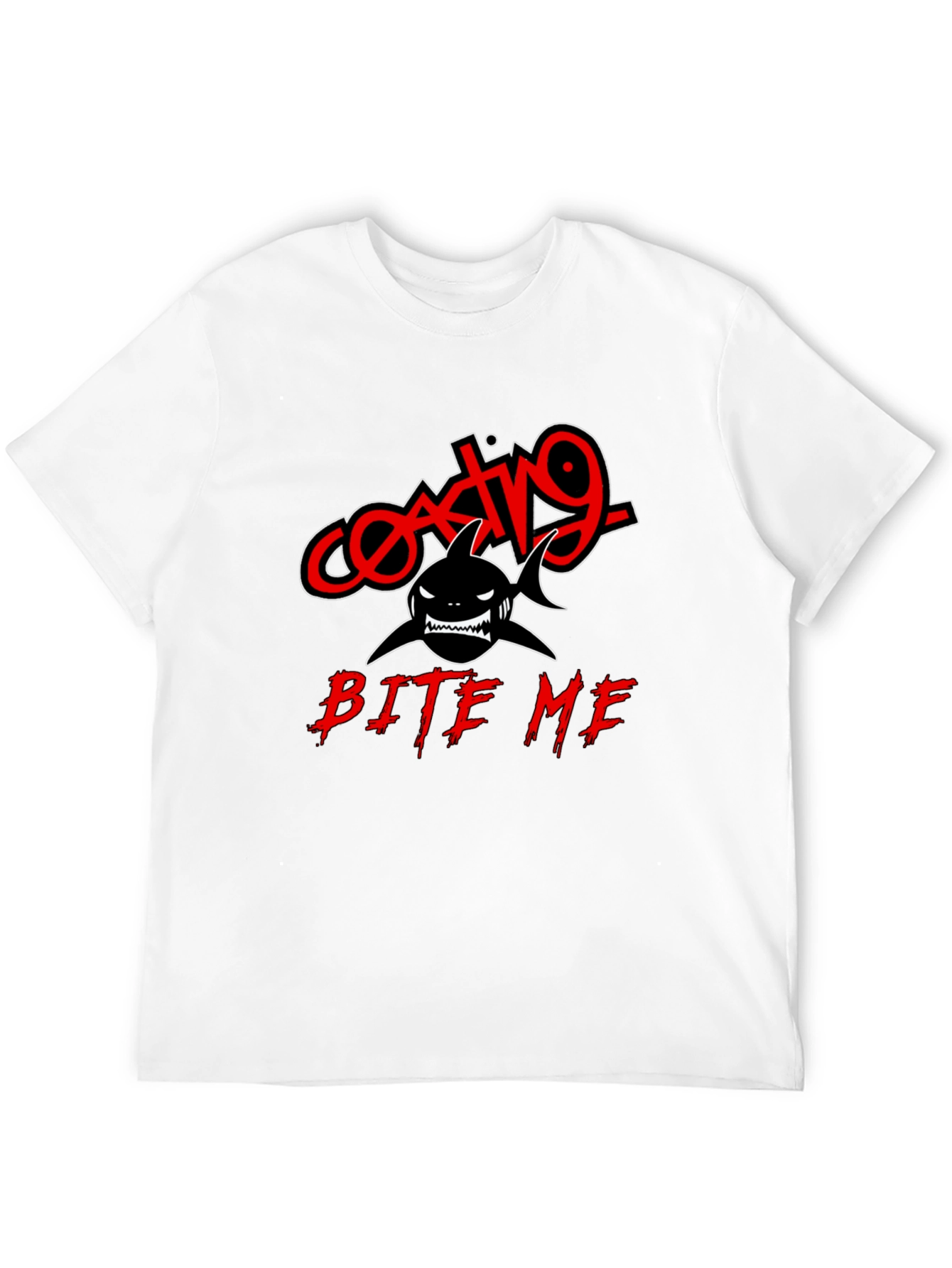 Coating9 Bite Me Shark T-Shirt - Black Graphic Tee