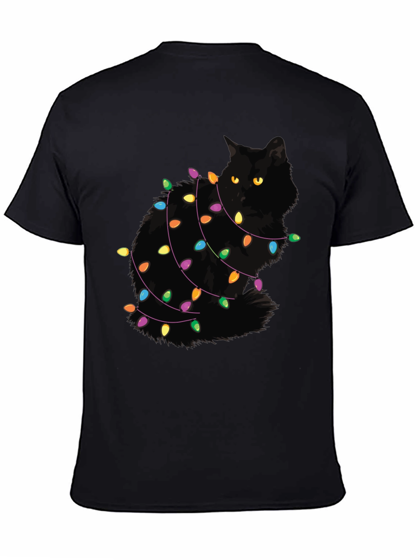 Festive Cat Christmas Lights Graphic Tee