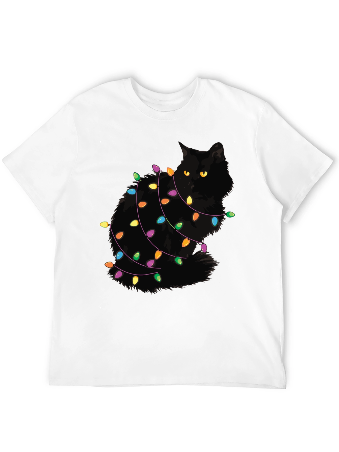 Festive Cat Christmas Lights Graphic Tee